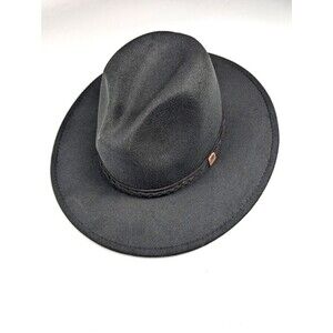 FRYE Fedora Felt Braided Band Hat Wide Brim Festival Men's One Size Black NWT